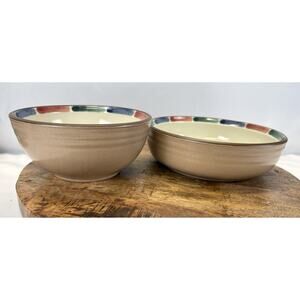 Noritake Stoneware Warm Sands #8472 Large Serving Bowl 9 1/4” & 7 3/4” Cereal